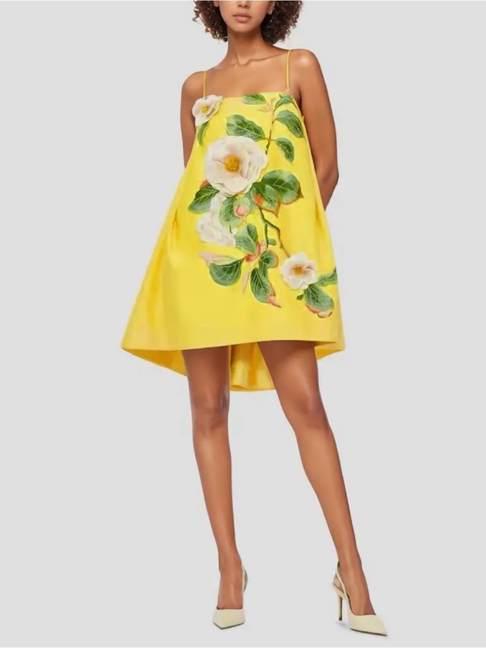 Yellow Floral A-Line Mini Skirt
